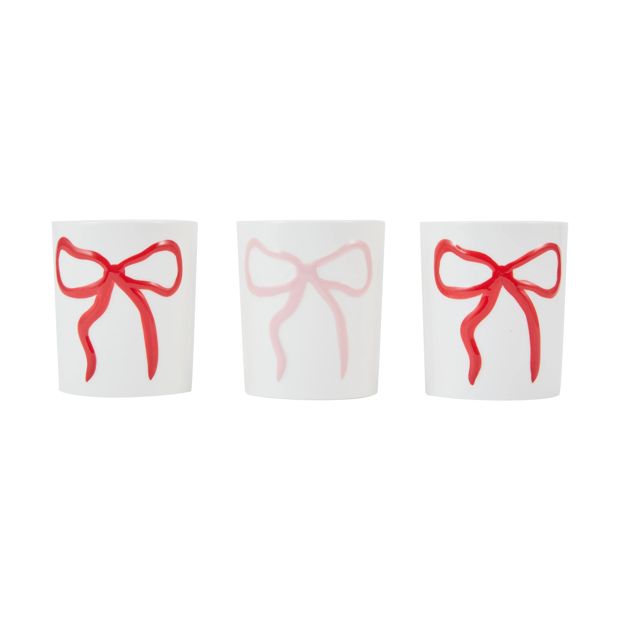 Christmas Bow Ceramic Candle Set - Anko