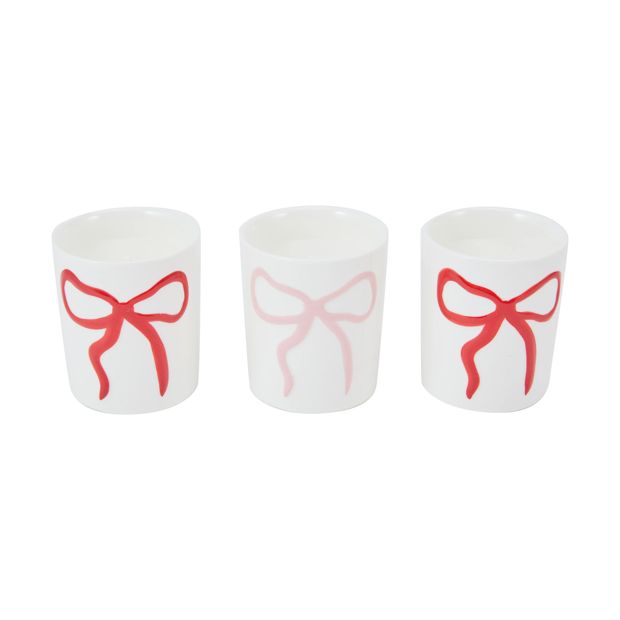 Christmas Bow Ceramic Candle Set - Anko