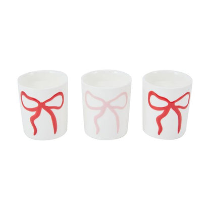 Christmas Bow Ceramic Candle Set - Anko