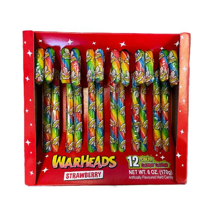 12 Pack Warheads Strawberry Sour Candy Canes 170g