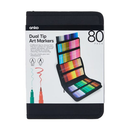 80 Pack Dual Tip Art Markers - Anko