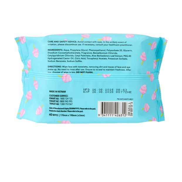 40 Pack Fairy Floss Biodegradable Facial Wipes, Aloe Vera - OXX Skincare