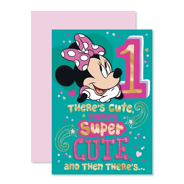 First Birthday Card - Minnie Mouse Theme