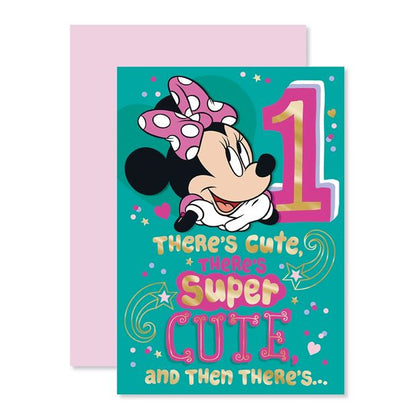 First Birthday Card - Minnie Mouse Theme