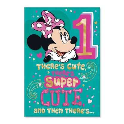 First Birthday Card - Minnie Mouse Theme