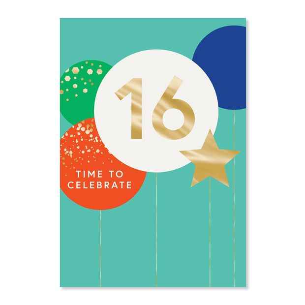 Connections from Hallmark Birthday Card - 16th Birthday Balloon