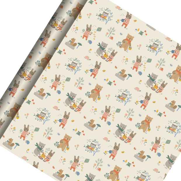 4m Gift Wrap - Bear Bunny Picnic Design