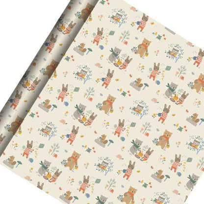 4m Gift Wrap - Bear Bunny Picnic Design