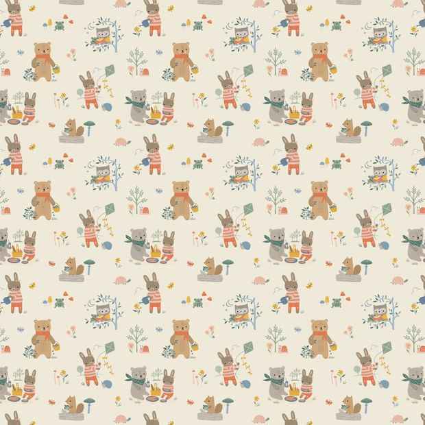 4m Gift Wrap - Bear Bunny Picnic Design