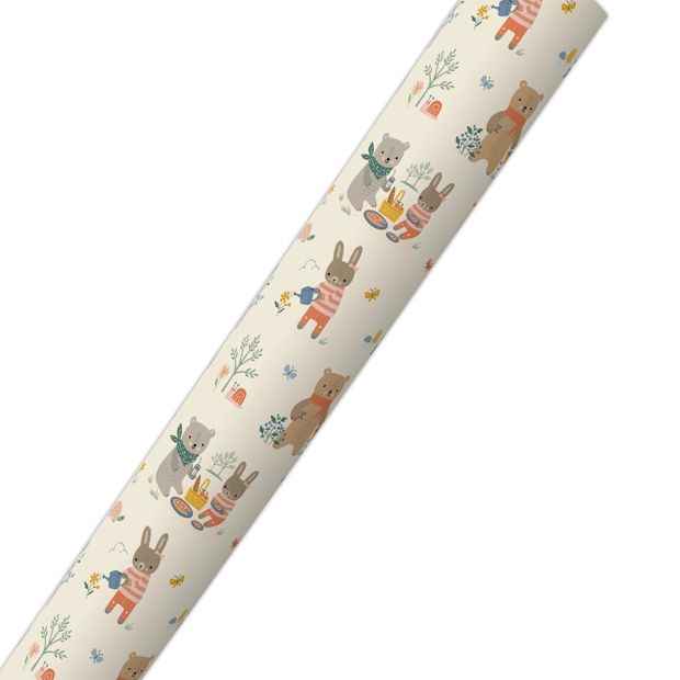 4m Gift Wrap - Bear Bunny Picnic Design
