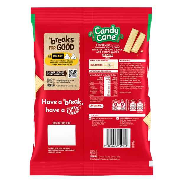 18 Pack Nestle KitKat Peppermint Candy Cane Flavour Mini Value Pack 252g