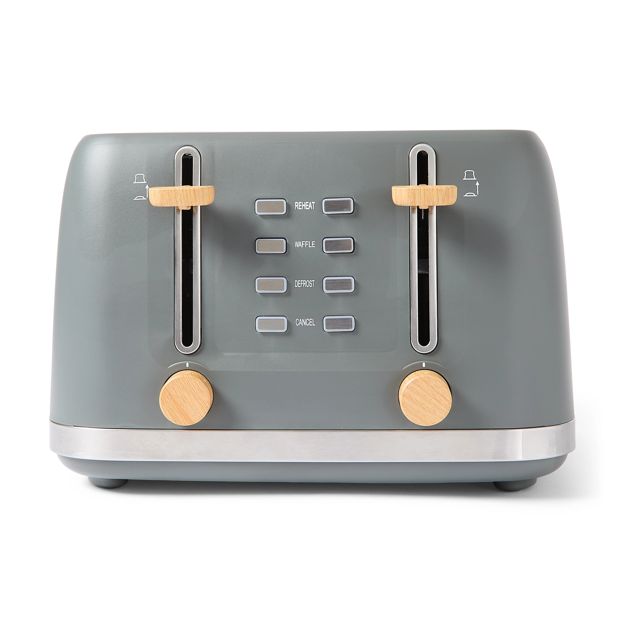 4 Slice Toaster, Grey - Anko