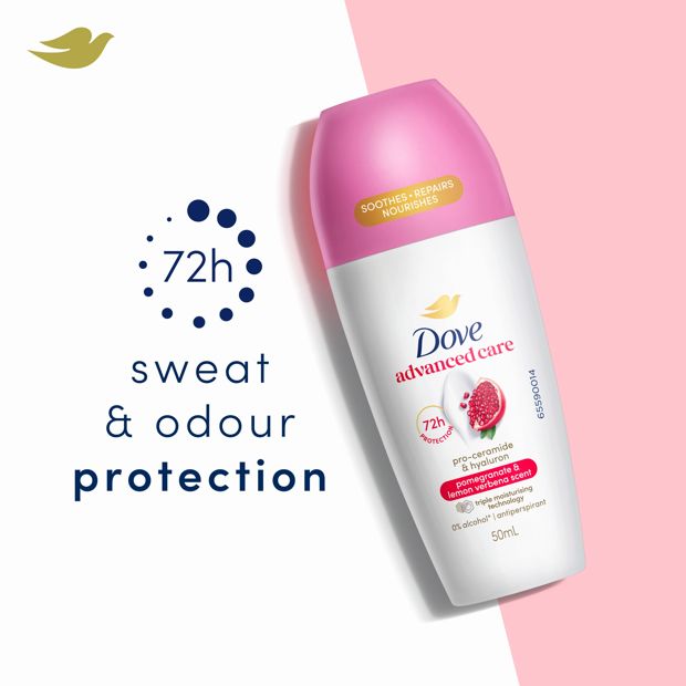 Dove Advanced Care Go Fresh Antiperspirant Deodorant Roll-On 50ml - Pro-Ceramide and Calendula, Pomegranate Scent