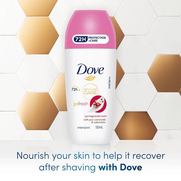 Dove Advanced Care Go Fresh Antiperspirant Deodorant Roll-On 50ml - Pro-Ceramide and Calendula, Pomegranate Scent