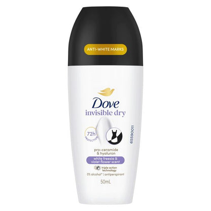 Dove Advanced Care Go Fresh Antiperspirant Deodorant Roll-On 50ml - Pro-Ceramide and Calendula, White Freesia Scent