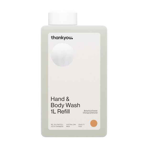 Thankyou. Hand & Body Wash Refill 1L - Botanical Sweet Orange and Almond