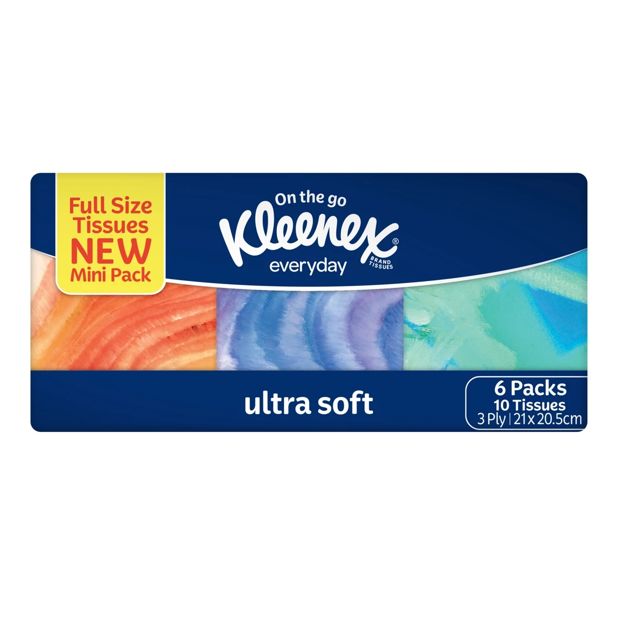 6 Pack On The Go Kleenex Everyday Full Size Tissues New Mini Pack