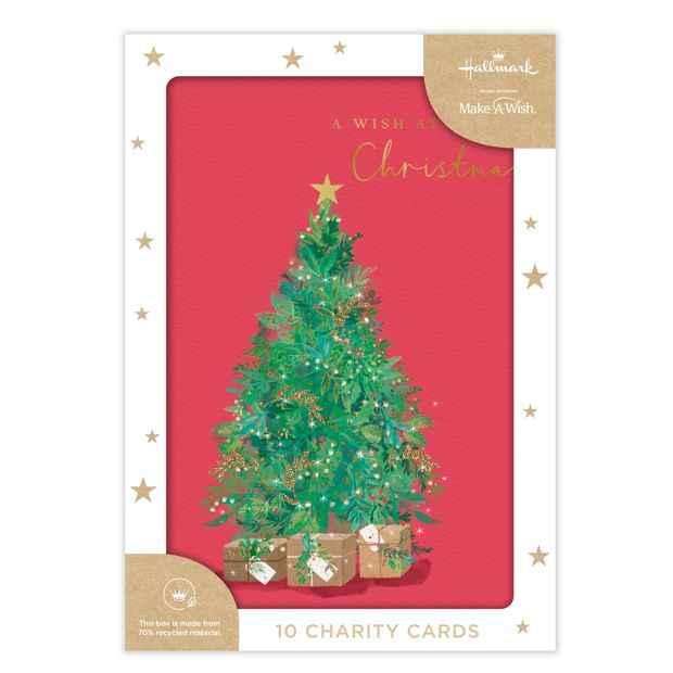 10 Pack Hallmark Boxed Charity Christmas Cards - Tree and Wreath