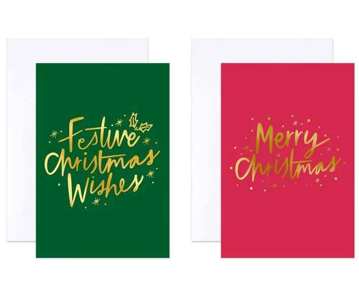 10 Pack Hallmark Boxed Charity Christmas Cards - Green and Red
