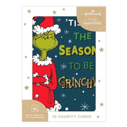 10 Pack Hallmark Boxed Charity Christmas Cards - Grinch Claus