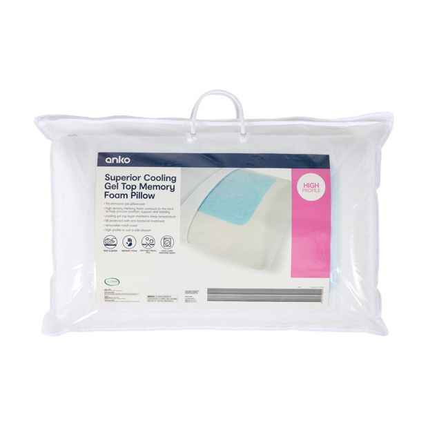 Anko Superior Cooling Gel Top Memory Foam Pillow - High Profile, White