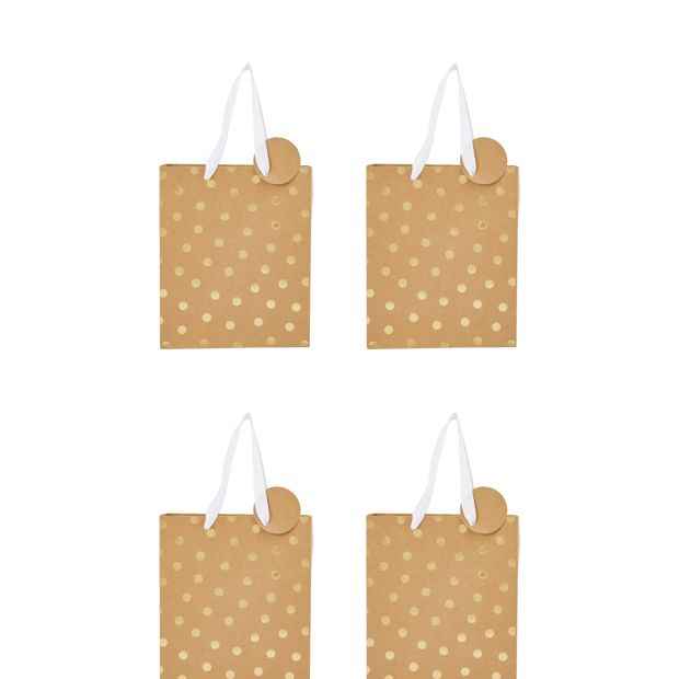 Medium Kraft Foil Gift Bags - 4 Pack
