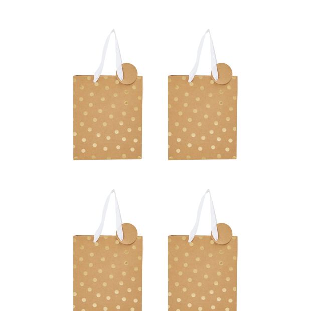 4 Pack Multi Kraft Foil Gift Bags, Medium - Anko
