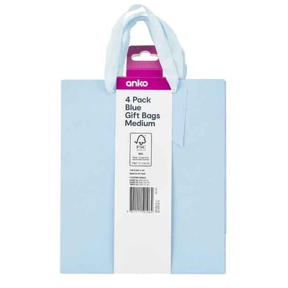 4 Pack Medium Blue Gift Bags