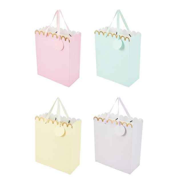 Pastel Scalloped Gift Bags - Large, Pack of 4