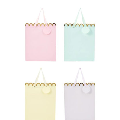 4 Pack Multi Pastel Scalloped Gift Bags, Large - Anko