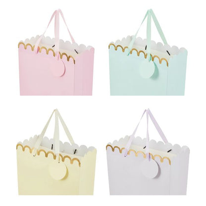 4 Pack Multi Pastel Scalloped Gift Bags, Large - Anko