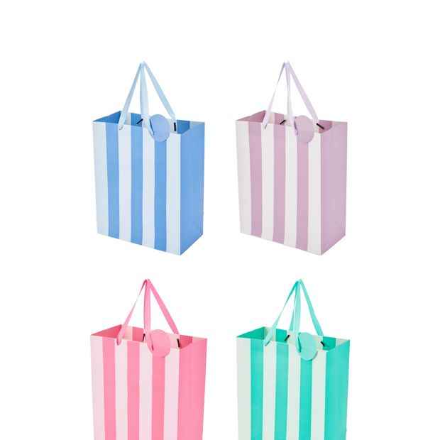 4 Pack Multi Stripe Gift Bags, Large - Anko