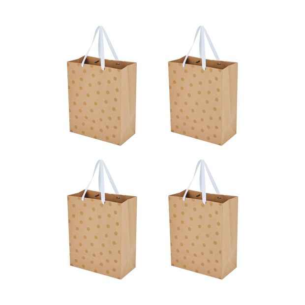4 Pack Multi Kraft Foil Gift Bags, Large - Anko