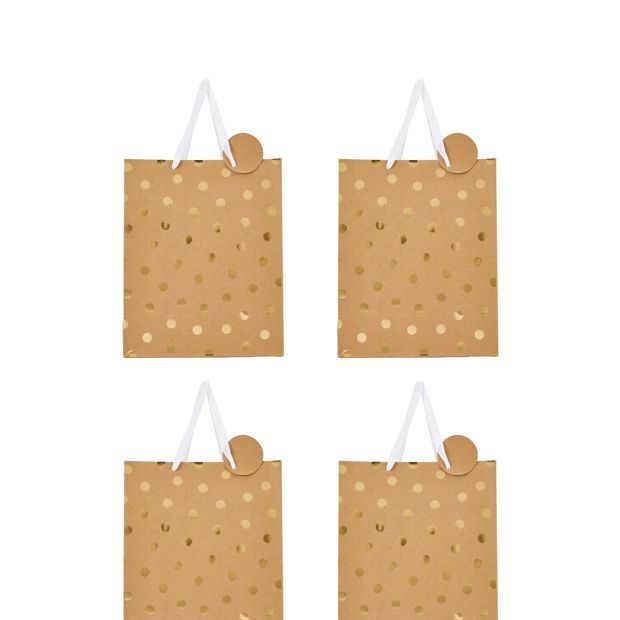 4 Pack Multi Kraft Foil Gift Bags, Large - Anko