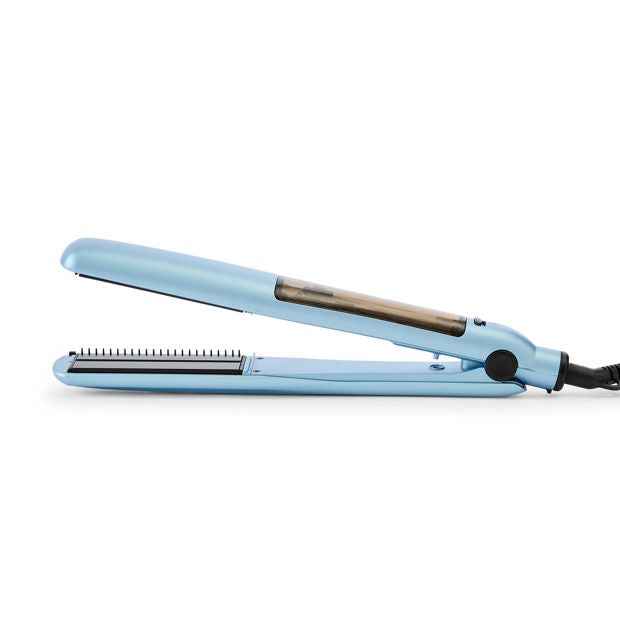 Blue Steam Hair Straightener with Ceramic Plates