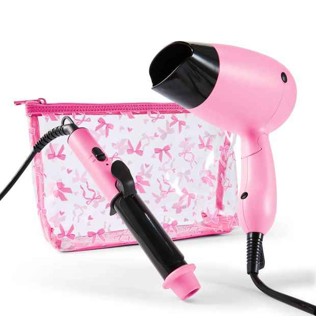 Compact Hair Styling Set with Dryer and Curler