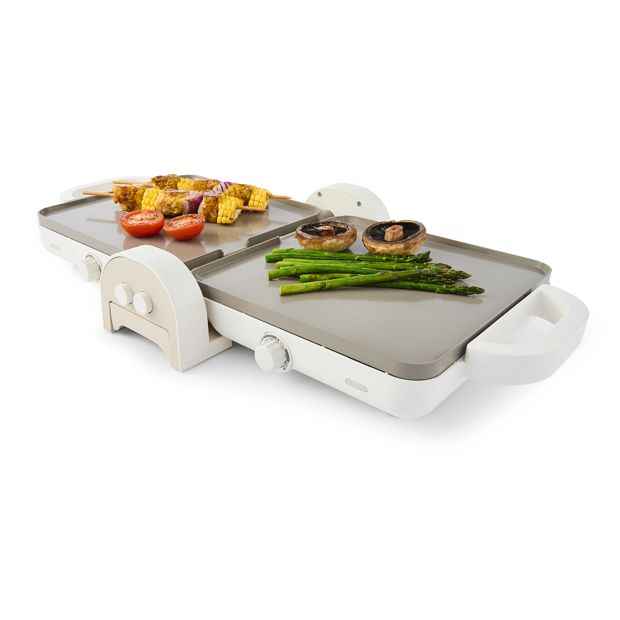 Fold-Out Indoor Grill with Dual Cooking Zones