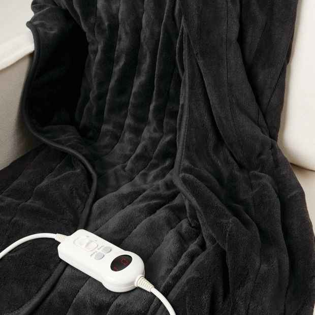Grey Heated Throw Blanket