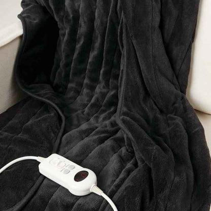 Grey Heated Throw Blanket