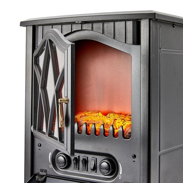 Anko Flame Effect Fireplace Heater - Black