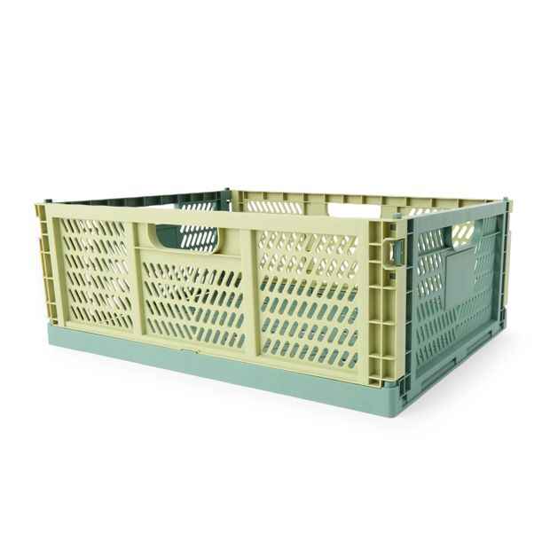 Large 30L Collapsible Storage Crate - Green