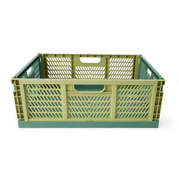 Large 30L Collapsible Storage Crate - Green