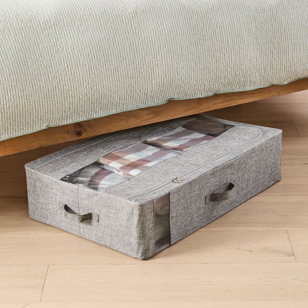 Anko Linen Look Underbed Collapsible Box - Charcoal