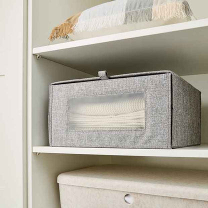 Linen-Look Storage Box - Charcoal