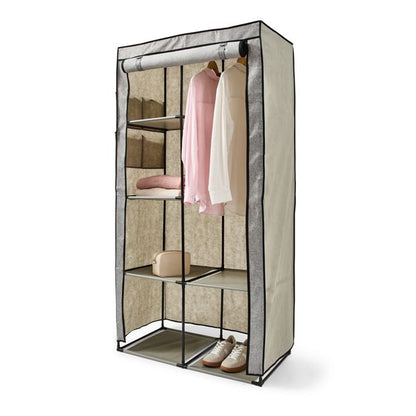 Anko Linen Look Covered Wardrobe, Charcoal
