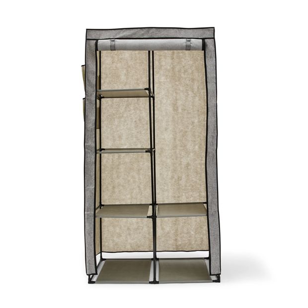 Anko Linen Look Covered Wardrobe, Charcoal