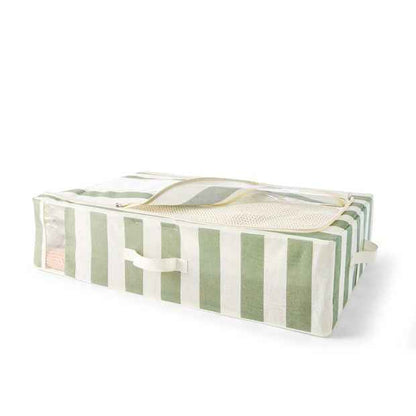 Anko Linen Look Underbed Collapsible Box - Green Stripe