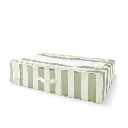 Anko Linen Look Underbed Collapsible Box - Green Stripe