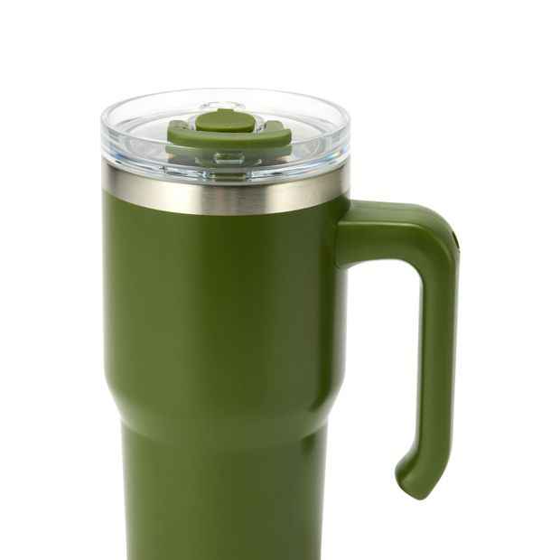 600ml Stainless Steel Drink Bottle with Handle - Olive Green