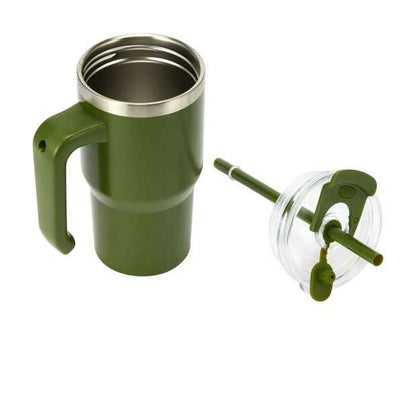 600ml Stainless Steel Drink Bottle with Handle - Olive Green